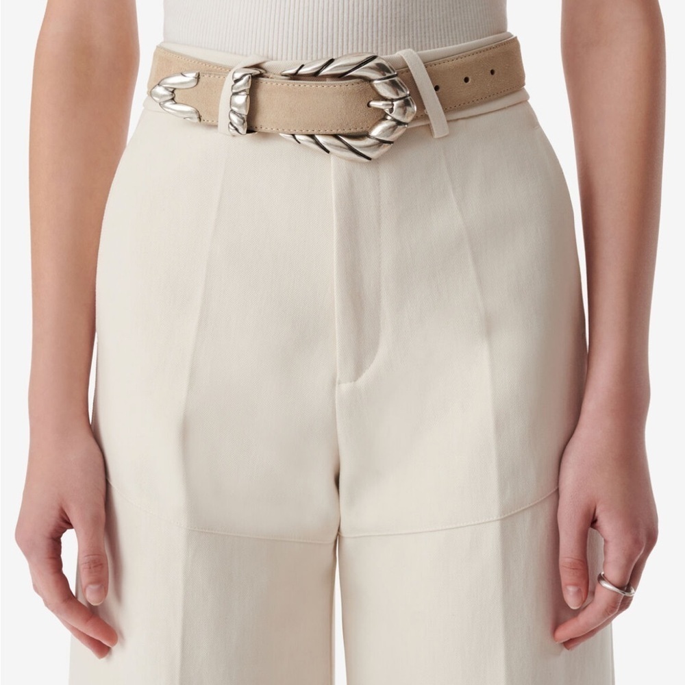 NWT IRO Beige Tan Suede Belt with Silver Accents - Picture 3 of 6